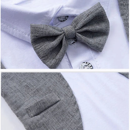 Different viewpoint of the boys short sleeve shirt and shorts set - view 5