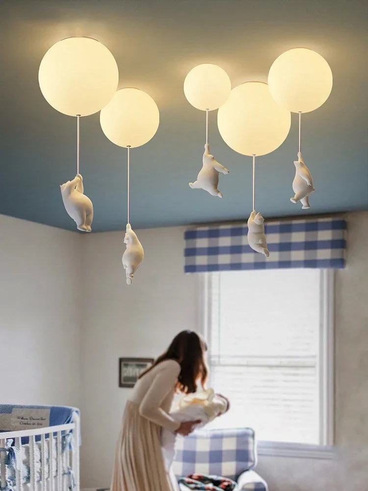 Ceiling Light Bear Cartoon Acrylic Spheres – Kids Room Chandelier, Nursery Decor, TikTok Viral 2026 Gift