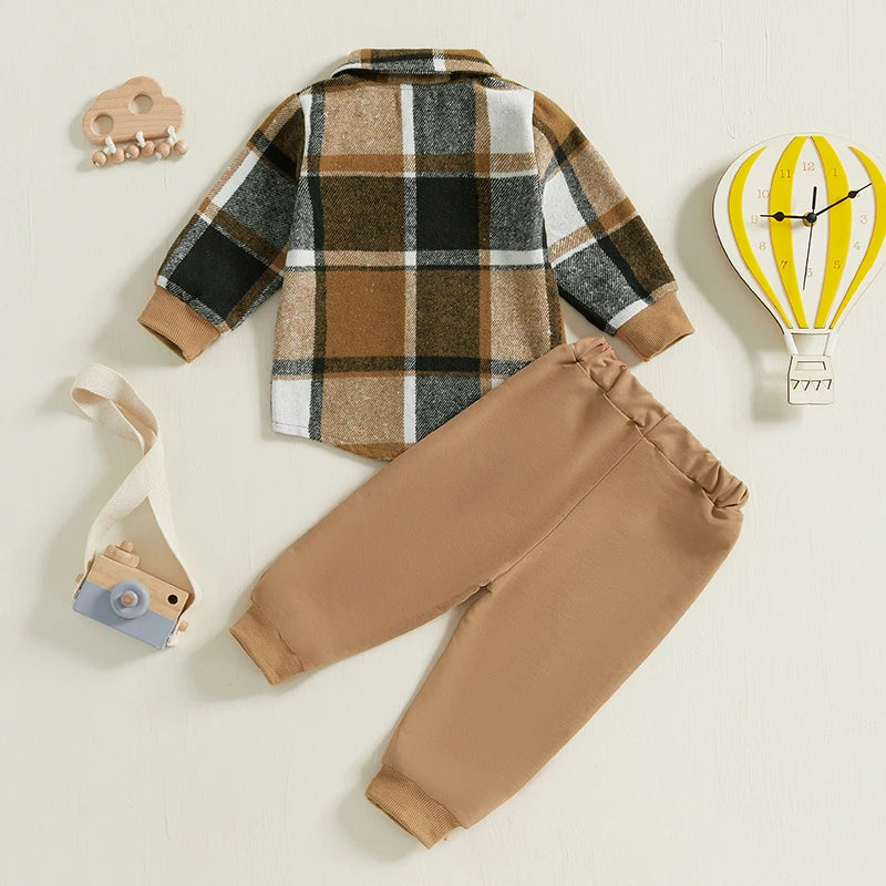 Comfortable elastic waist trousers from toddler boys set