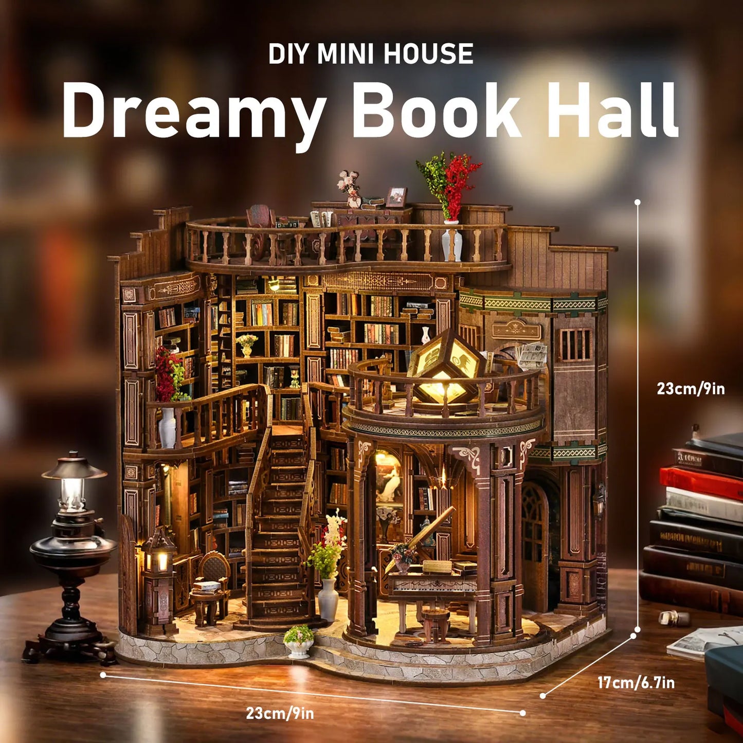 Miniature Dollhouse DIY Wooden Book House Kit Cozy Fall 2025 Room Decor, Handmade Architectural Model Gift