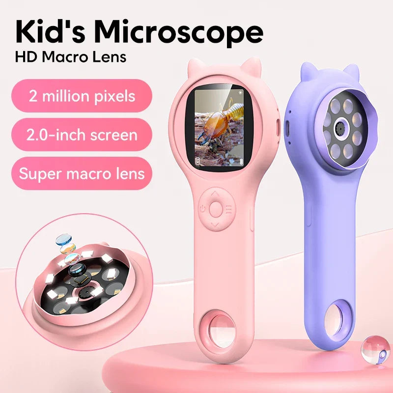 Kids Microscope 500X With Photo Video Capture Handheld STEM Educational Toy Fall 2025 Gift
