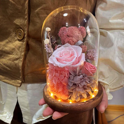 Eternal Preserved Rose Gift Box with Teddy Bear – A Thoughtful Valentine's Day Surprise for Her