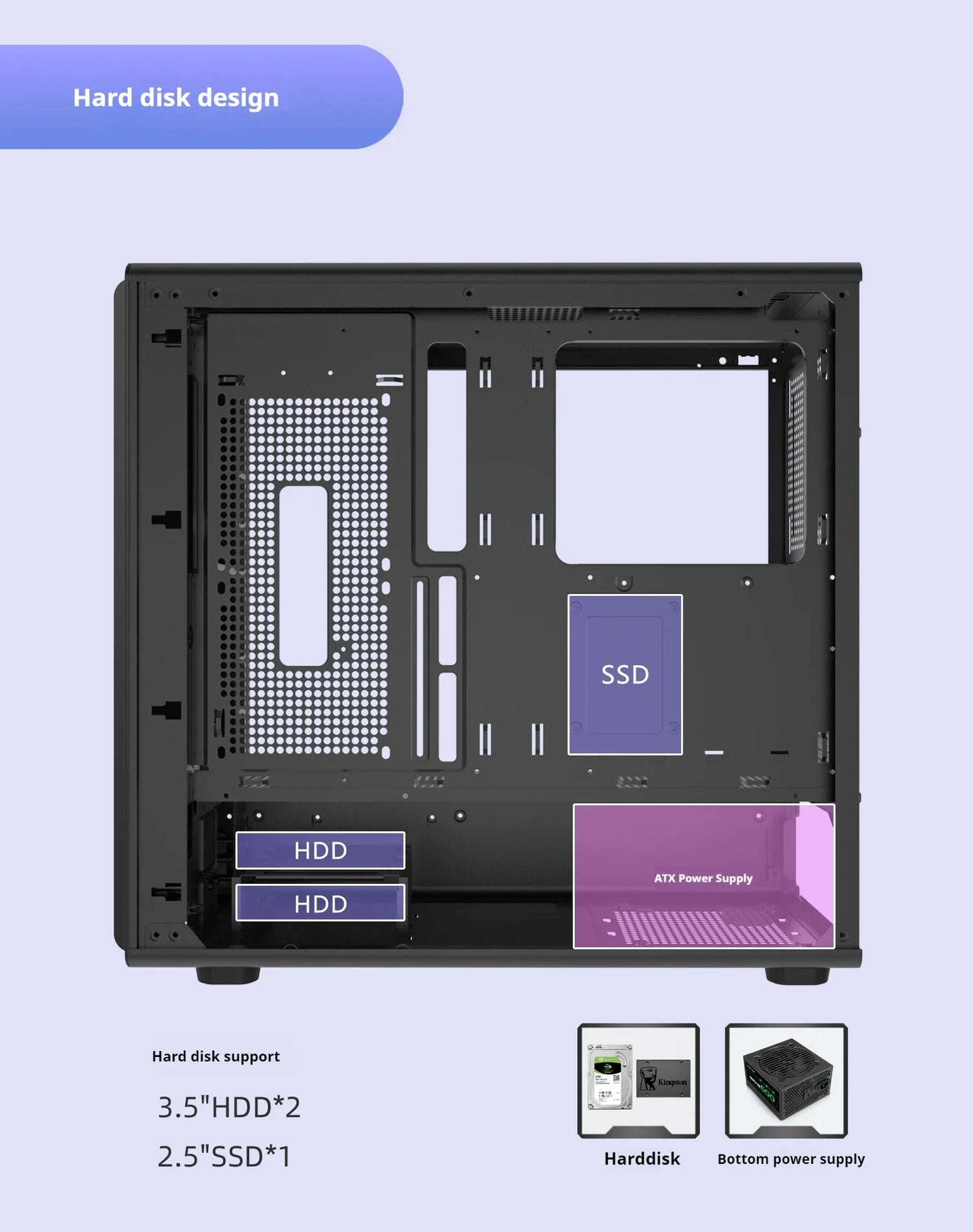 PC Case Glass Side ATX M ATX ITX Support 360mm Radiator