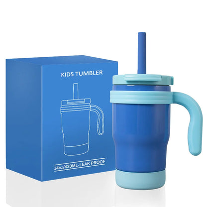 Kids Thermos Bottle 420ML Stainless Steel Insulated Tumbler With Handle And Straw, Christmas 2025 Gift
