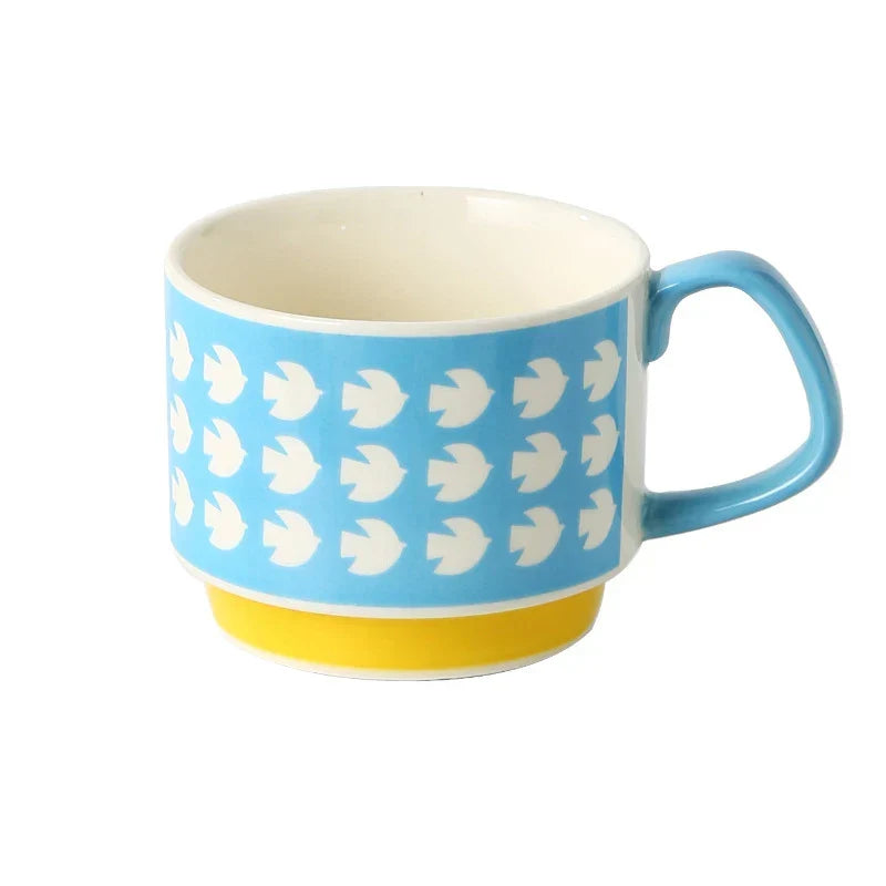 Coffee Mug 300ml Japanese Flower Ceramic Set Retro Drinkware Office Entertaining Fall 2025 Ergonomic Handgrip Gift