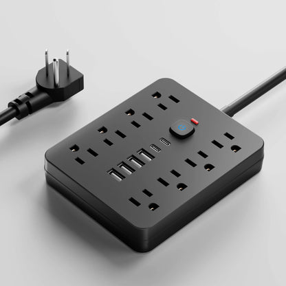 14-in-1 Power Outlet Surge Protector, 8 AC & 4 USB, Extension Cord for Desktop Charging