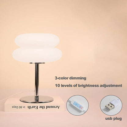 Table Lamp Cream Plastic Lampshade Mushroom Bedside Lamp Fall 2025 Tri Color Dimming USB LED Included Cozy Ambient