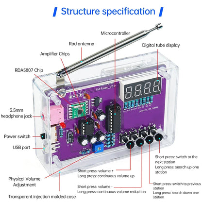 DIY FM Radio Kit 87-108MHz Adjustable Frequency Soldering Practice Kit Back to School 2026 Gift