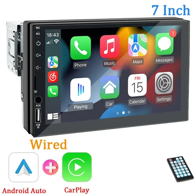 Car Stereo 7-Inch 1 Din CarPlay Android Auto MP5 Head Unit With USB Bluetooth Rear View Camera Fall 2025 Gift