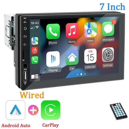 Car Stereo 7-Inch 1 Din CarPlay Android Auto MP5 Head Unit With USB Bluetooth Rear View Camera Fall 2025 Gift