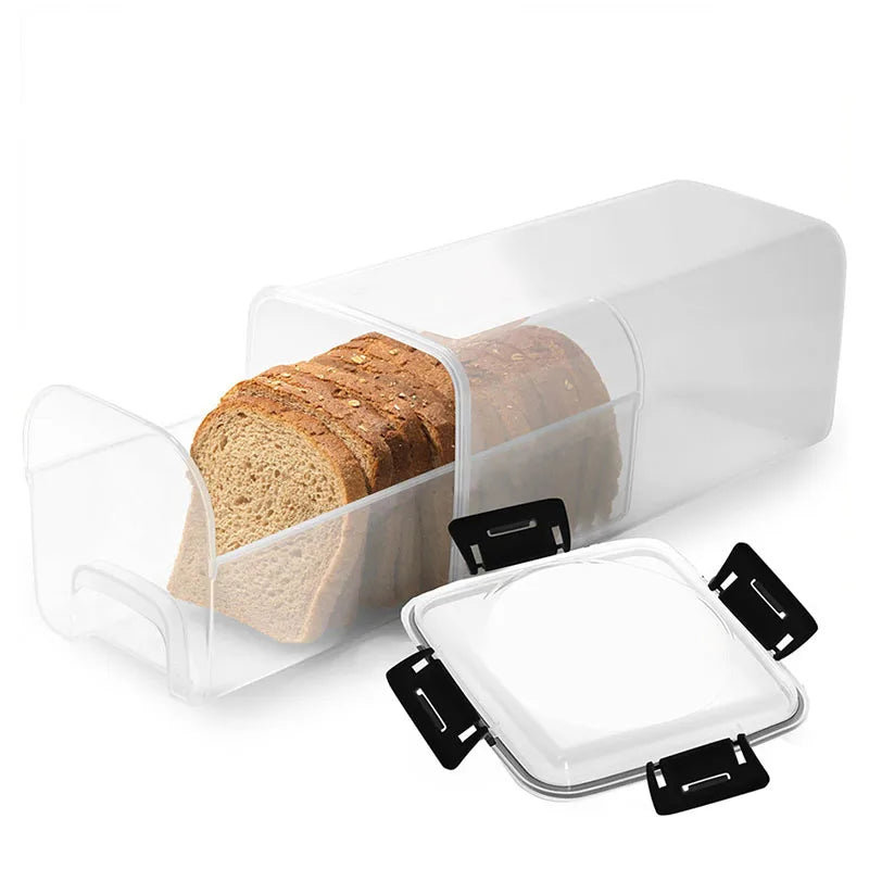 Bread Box Plastic With Sealing Lid And Tray Airtight Bread Storage Container Kitchen Organization 2025 Easy Clean