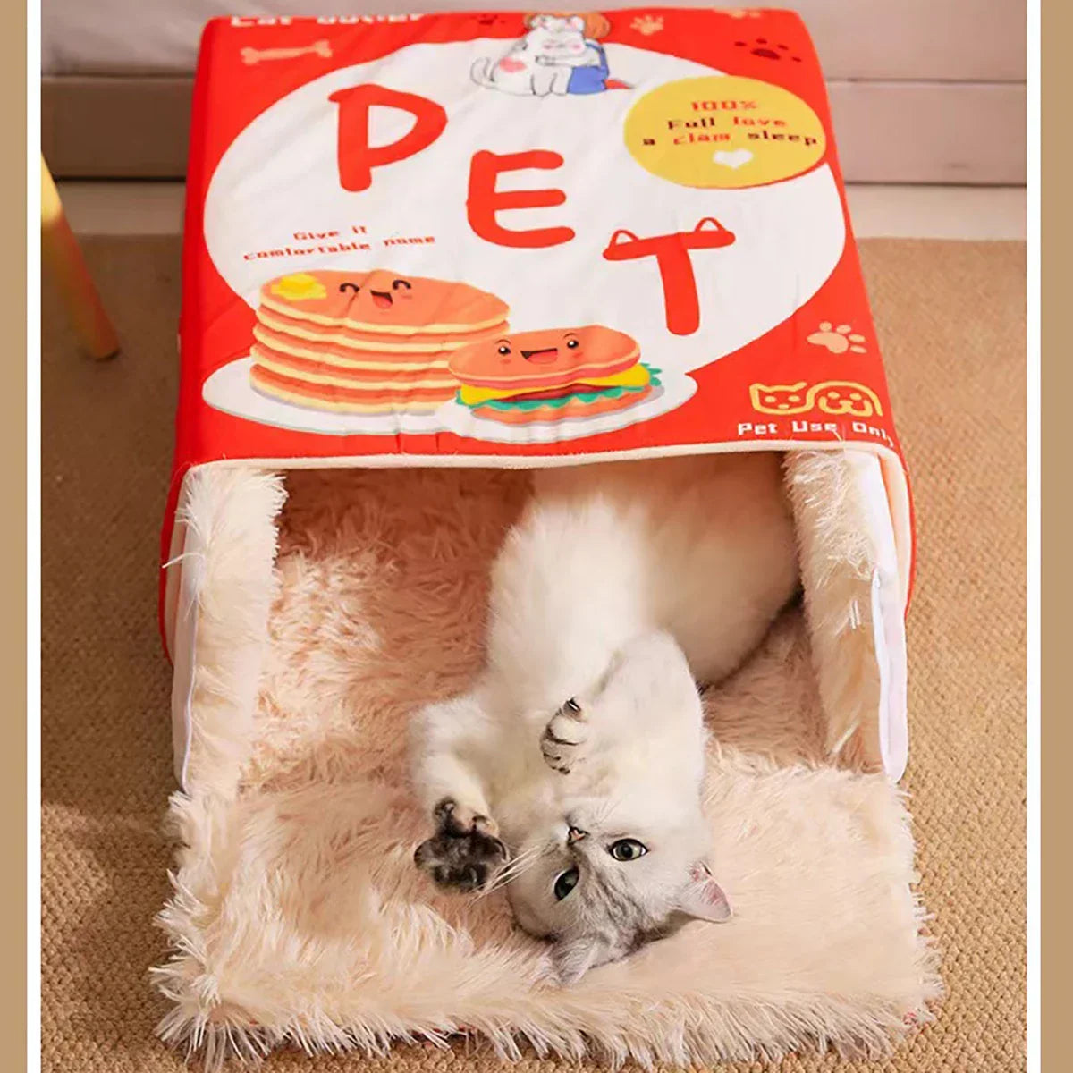 Cat Bed Enclosed Biscuit Box House Pull Out Zipper Cushion Cozy Fall 2025 Private Retreat Washable