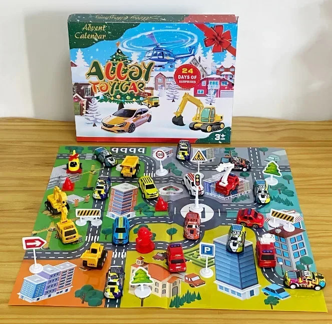 Advent Calendar Car Toys Box Kids 24 Day Christmas Gift
