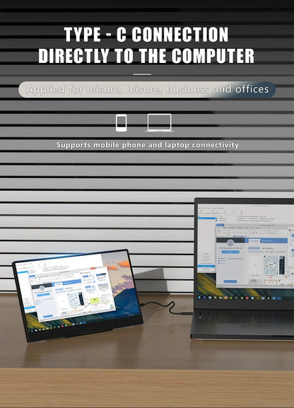 Portable 14 Inch Monitor 178 Degree View Built In Speaker