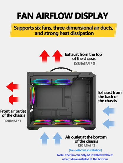 Mini ITX Case Glass Side 240mm Watercooling Portable