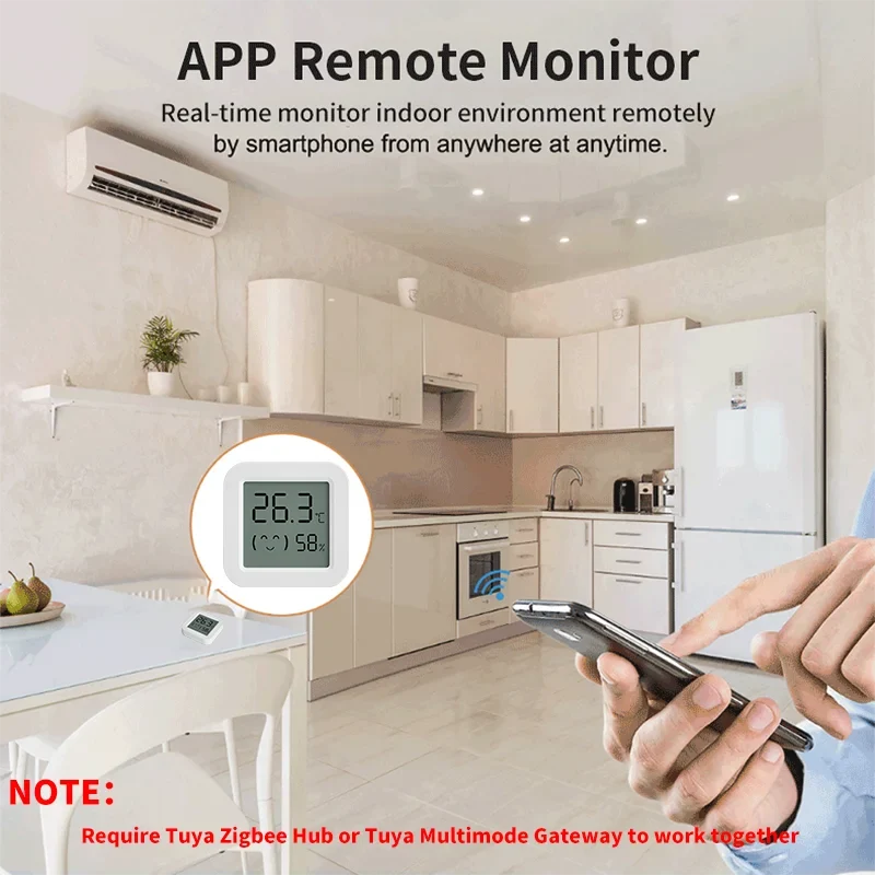 Tuya ZigBee Temperature Humidity Sensor with LCD Screen for Smart Home - Works with Alexa, Google Home, Smart Life App