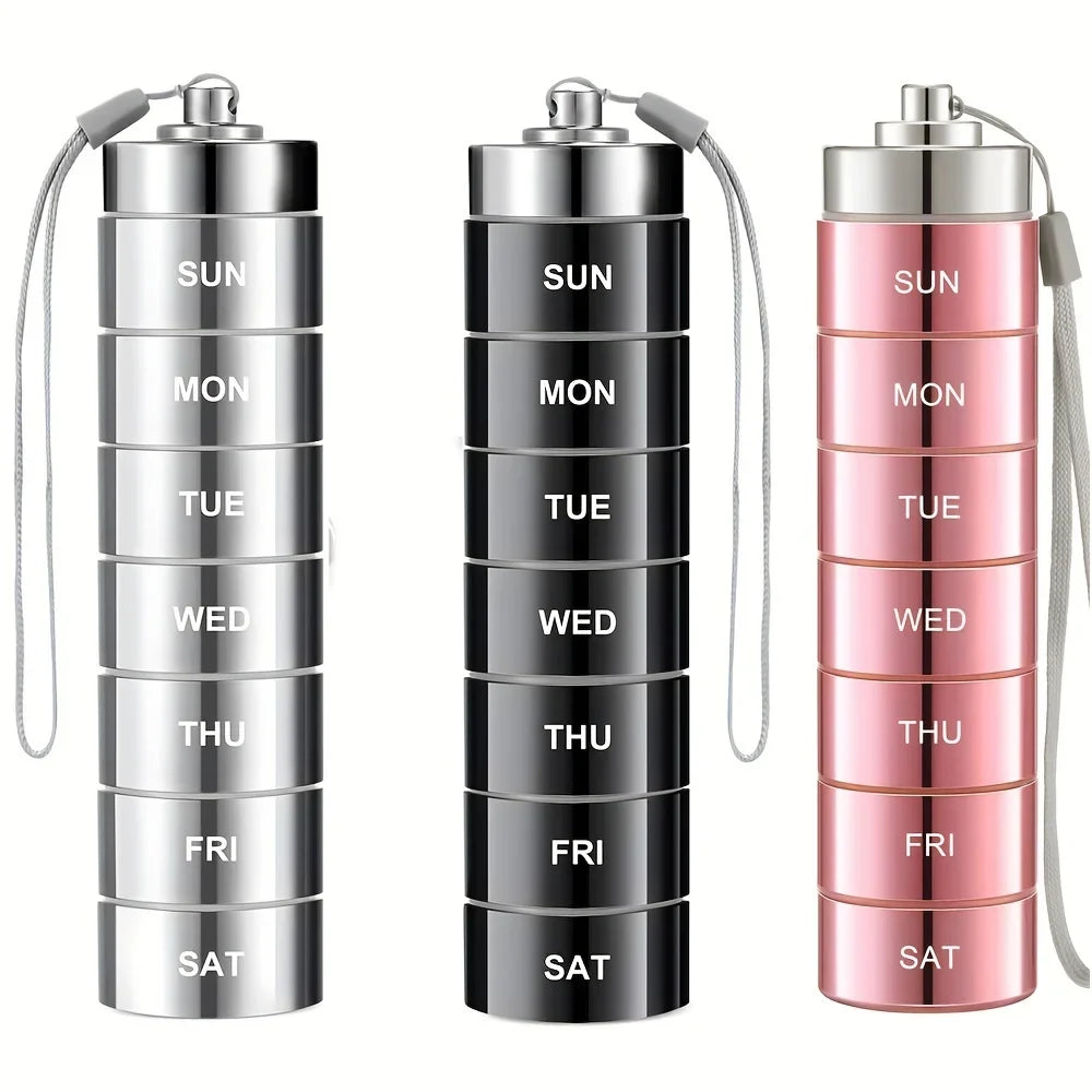 Pill Organizer Metal Travel Pill Box Set – Waterproof, Stackable, Summer Travel 2026