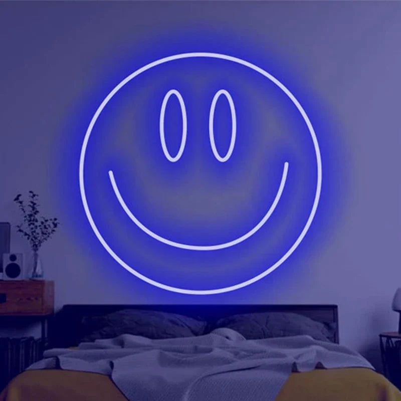 LED Neon Sign 35cm USB Powered Smile Face Wall Hanging Night Light Bedroom Decor Fall 2025 Gift