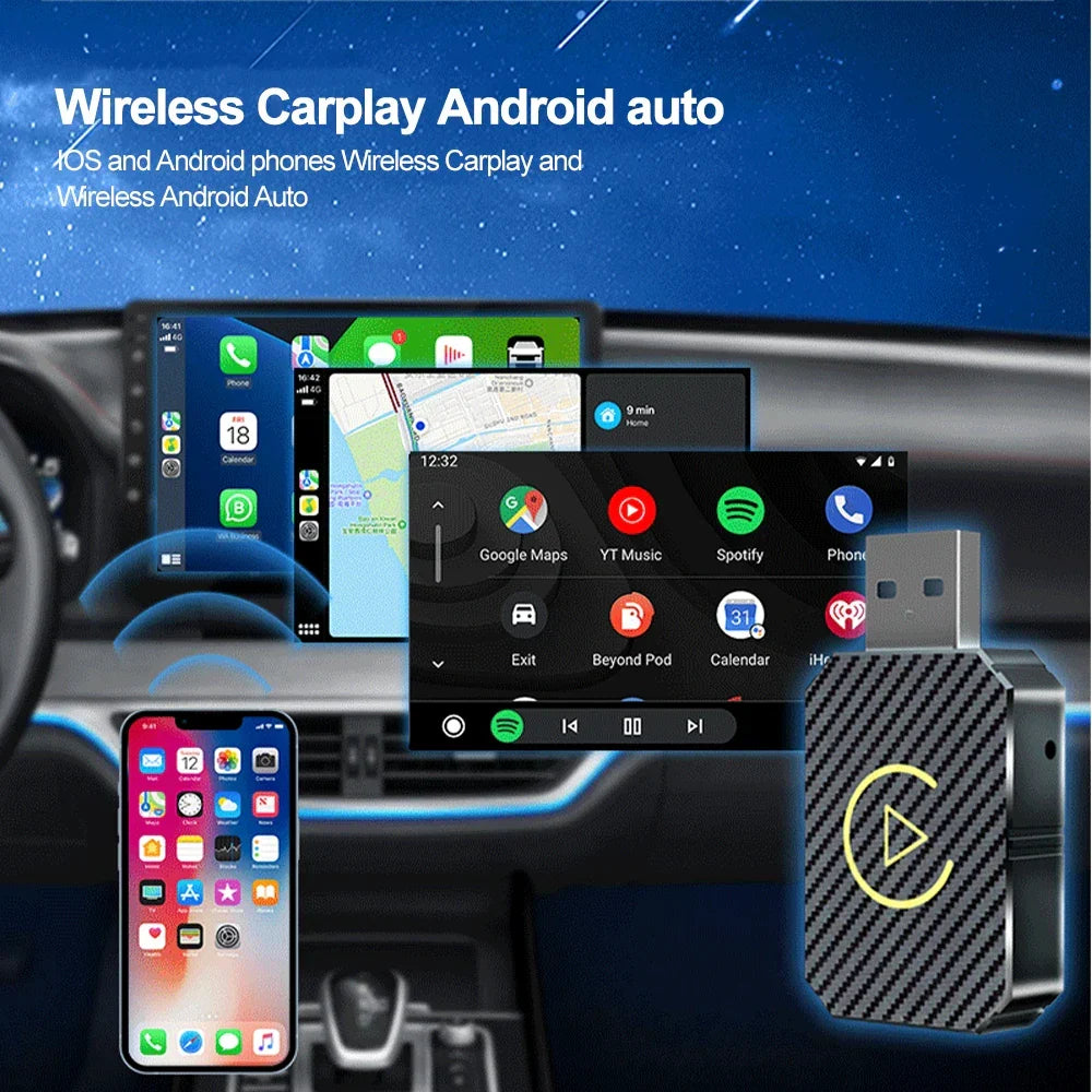 Wireless CarPlay Adapter 2 in 1 Car Multimedia Bridge 5GHz WiFi Type-C USB Plug and Play Fall 2025 Gift
