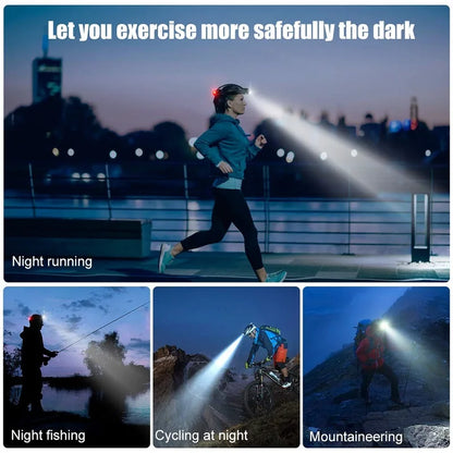 Powerful LED Induction Headlamp with Box - USB Rechargeable Waterproof 1000 Lumen Outdoor Torch