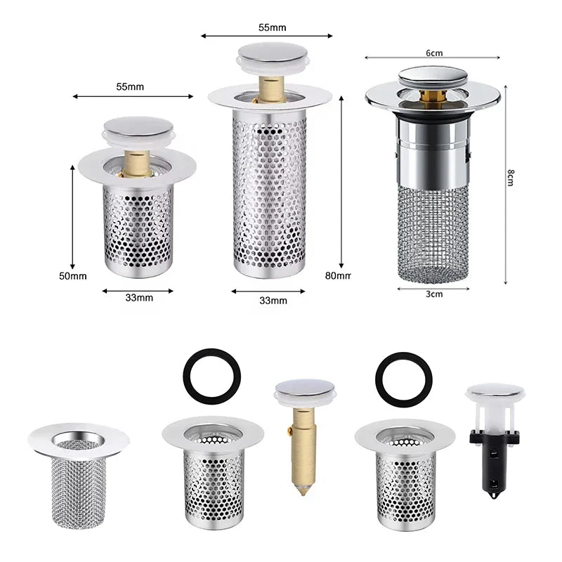 Pop-Up Drain Stopper Basin Hair Catcher Stainless Steel Filter Anti-Odor Fall 2026 Home Upgrade