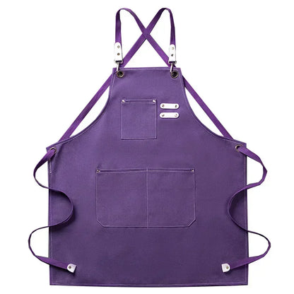 Canvas Apron Adjustable Crossback Work Apron For Kitchen Chef Restaurant Cafe Fall 2025 Durable Pockets