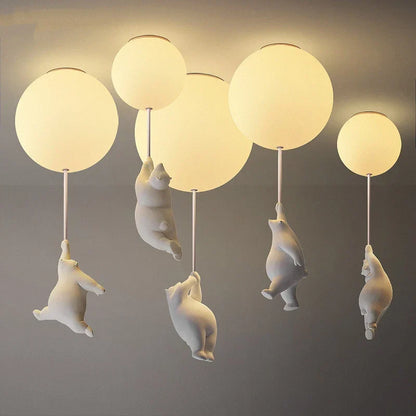 LED Ceiling Light Warm Cartoon Bear Design Kids Bedroom Ceiling Lamp Fall 2025 Cozy Nightlight Decor