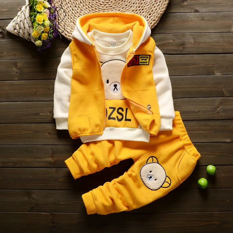 Additional gallery view 14 of kids thick velvet fleece 3-piece sleepwear set