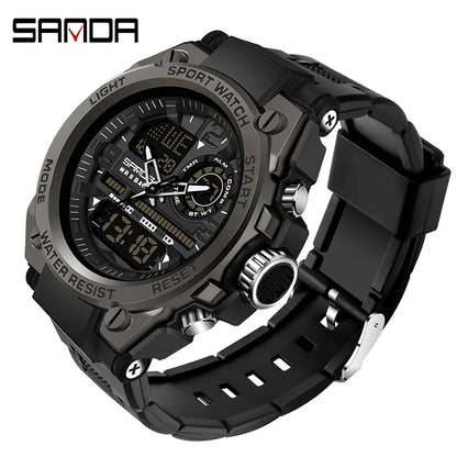 Digital Sports Watch Dual Display LED Military Style Rugged Watch Fall 2026 Water Resistant