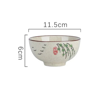 Ceramic 4.5 Inch Japanese Rice Bowl Retro Home Tableware