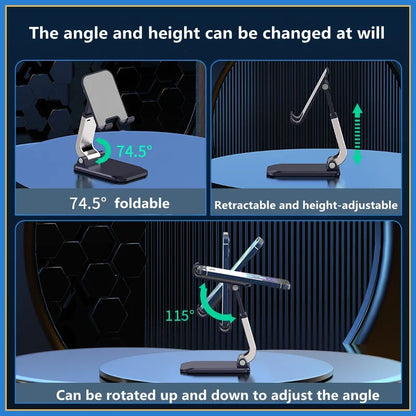Foldable Aluminum Mobile Phone & Tablet Stand - Ergonomic Desk Holder for iPad, iPhone, Adnroid Accessories