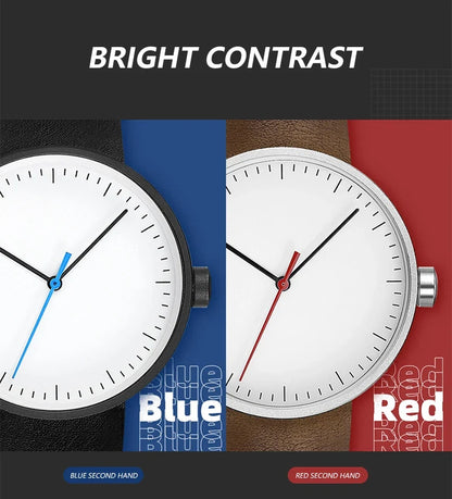 Classic unisex quartz wristwatch – leather strap, round dial, minimalist everyday timepiece
