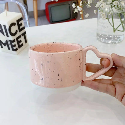 Ceramic Mug 300ml Porcelain Ring Handle Speckled Handmade Modern Coffee Cup Fall 2025 Cozy Gift