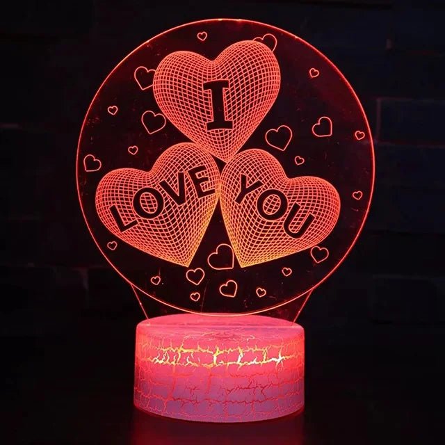3D Illusion Heart Lamp - USB LED Night Light, An Ideal Valentine's Day Gift