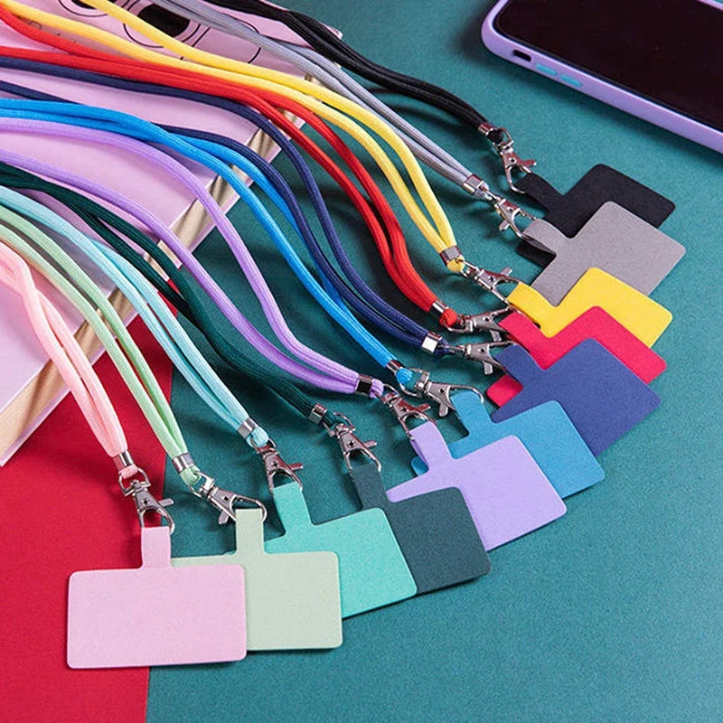 Adjustable Detachable Phone Lanyard with Card Holder & Carabiner - 13 Colors, Nylon Strap Accessory
