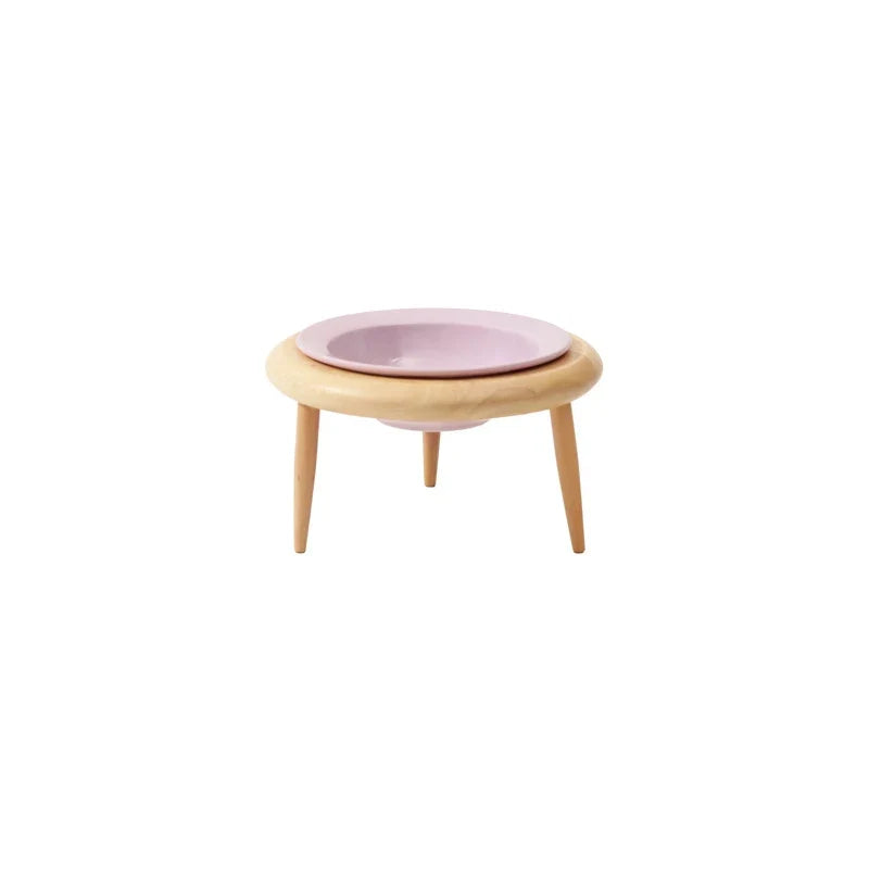 Cat Ceramic Bowl Set Height Adjustable Elevated Wooden Stand Double Food Water Bowls Fall 2025 Mess Free Feeding
