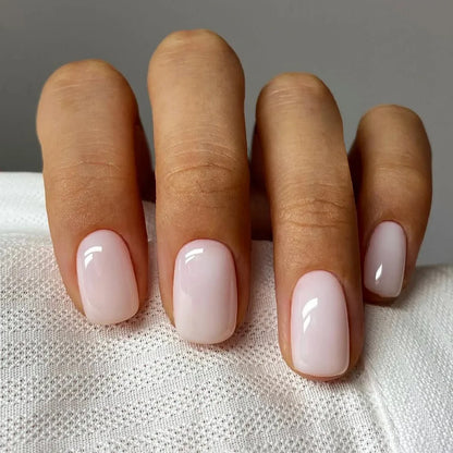 Press On Nails Short Square White Minimalist False Nail Tips Set Spring 2026 Reusable