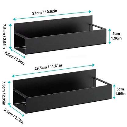 Magnetic Spice Storage Rack - Home Organizers for Refrigerator, Black Iron Kitchen Shelf