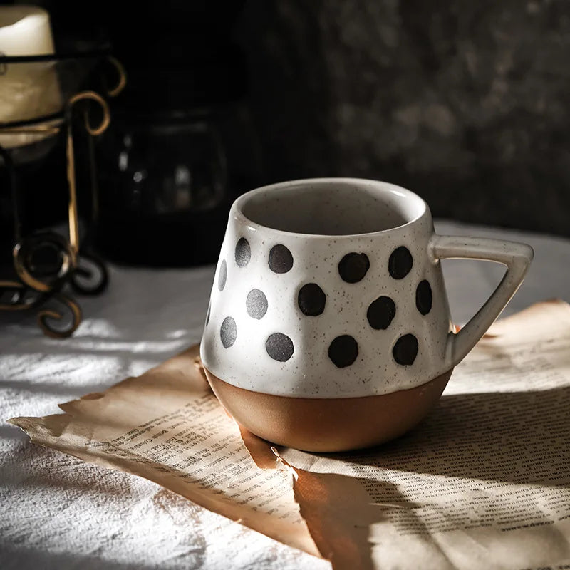 Ceramic Mug Hand Painted Large Capacity Retro Coffee Cup Fall 2025 Artisanal Breakfast Gift