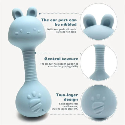 Silicone Rabbit Teether Rattle Newborn Sensory Toys