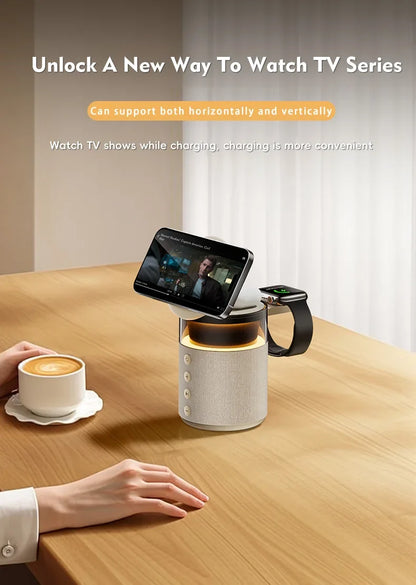 Wireless Charging Station 5 In 1 Magnetic Dock With Bluetooth Speaker Night Light Back To School 2026 Gift