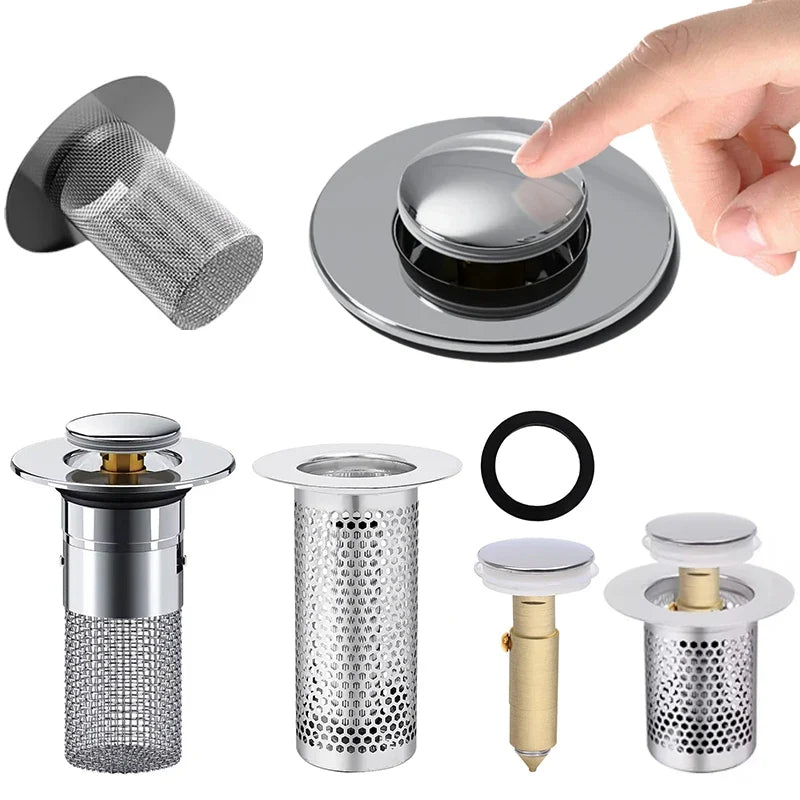 Pop-Up Drain Stopper Basin Hair Catcher Stainless Steel Filter Anti-Odor Fall 2026 Home Upgrade