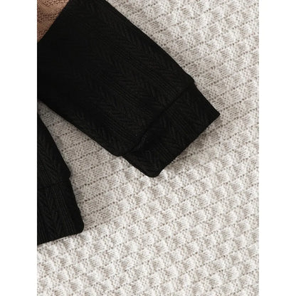 Close up detail of boys colour block long sleeve top & pants