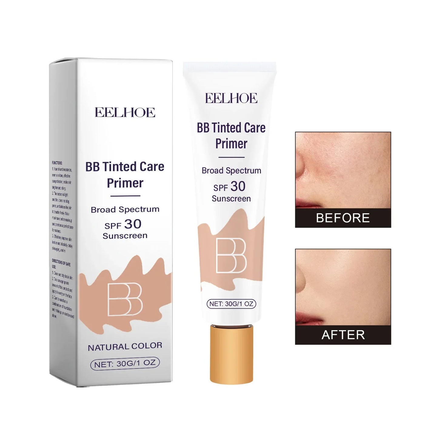 BB Cream Makeup Foundation Primer Waterproof SPF 30 Sunscreen Full Coverage Concealer Glow Brightening TikTok Viral