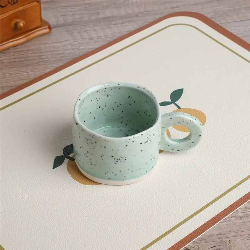 Ceramic Mug 300ml Porcelain Ring Handle Speckled Handmade Modern Coffee Cup Fall 2025 Cozy Gift