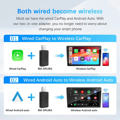 Wireless CarPlay AI Box 2in1 Android Auto Dongle Plug and Play Car Radio Upgrade 99 Percent Car Compatibility Fall 2025