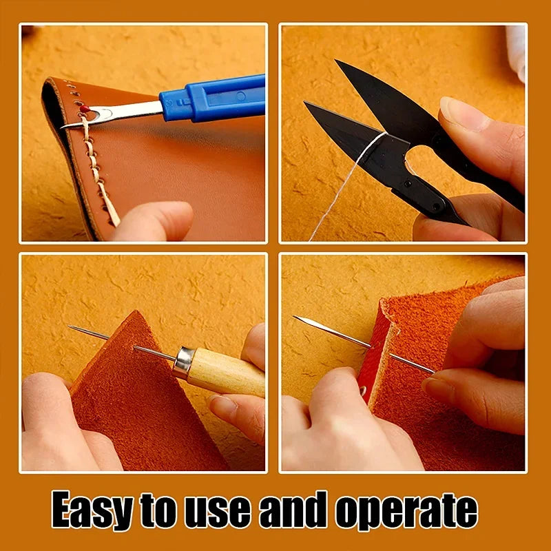 Leather Craft Kit - All-In-One DIY Leather Sewing Tool Set for Home Decor, Fall 2026 Gift Idea