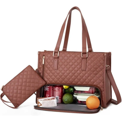 Insulated Lunch Bag Black Shoulder Laptop Bag 2-in-1 Large Capacity Back to School 2026 Gift