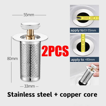 Pop-Up Drain Stopper Basin Hair Catcher Stainless Steel Filter Anti-Odor Fall 2026 Home Upgrade