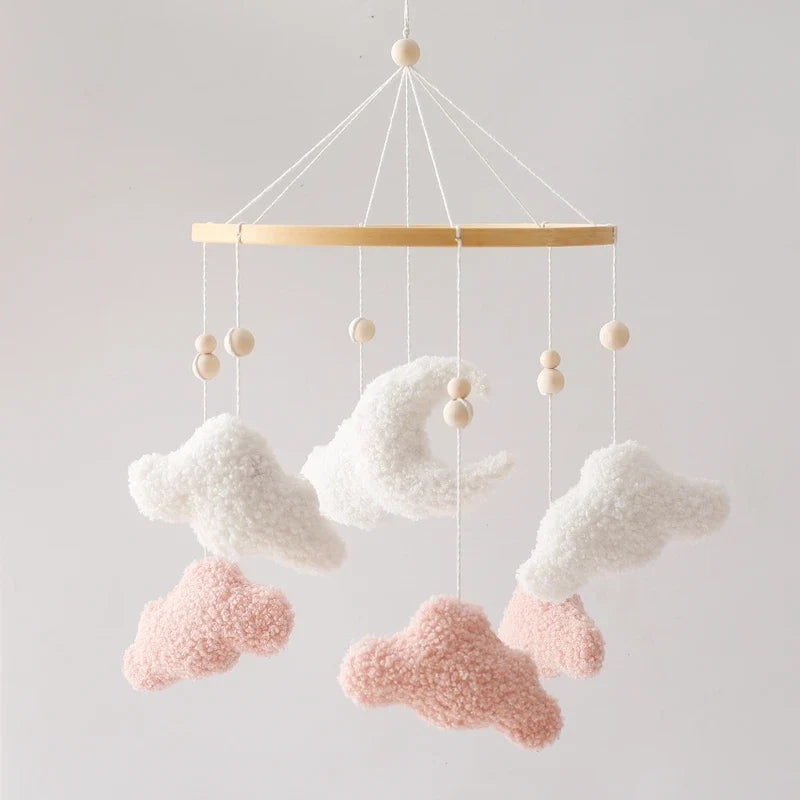 Wooden Crib Mobile Felt Bear Musical Newborn Sensory Toys